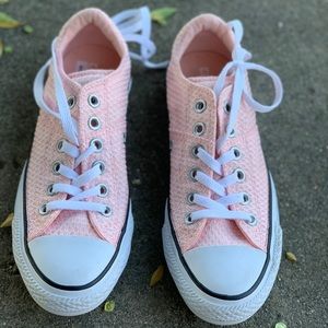 Pink low tops converse